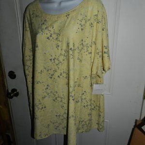 NEW Croft & Barrel Yellow Floral Women's Plus size Lightweight Blouse 3X NWT